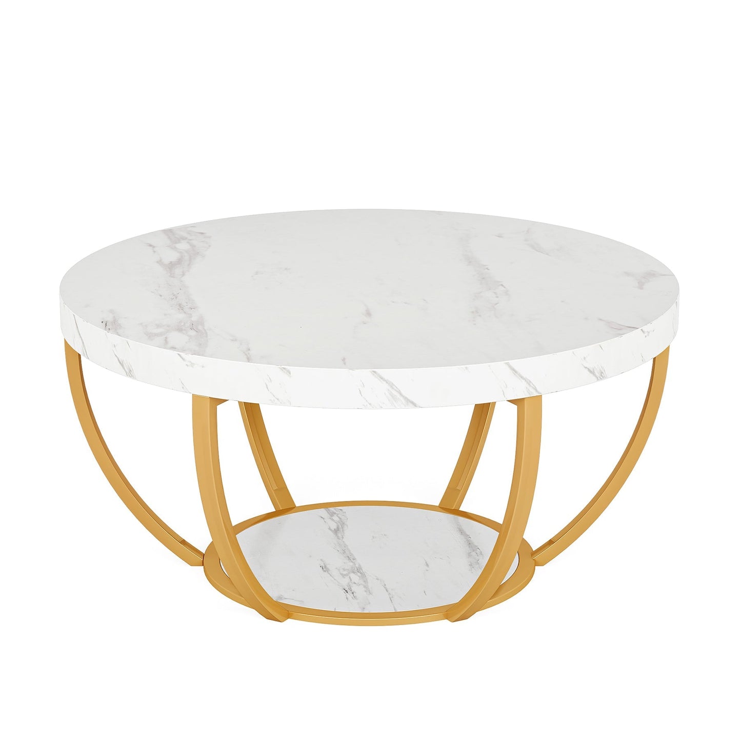 Round Central Cocktail Table with Shelves