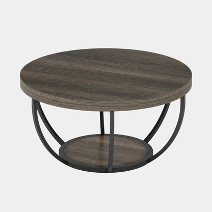 Round Central Cocktail Table with Shelves