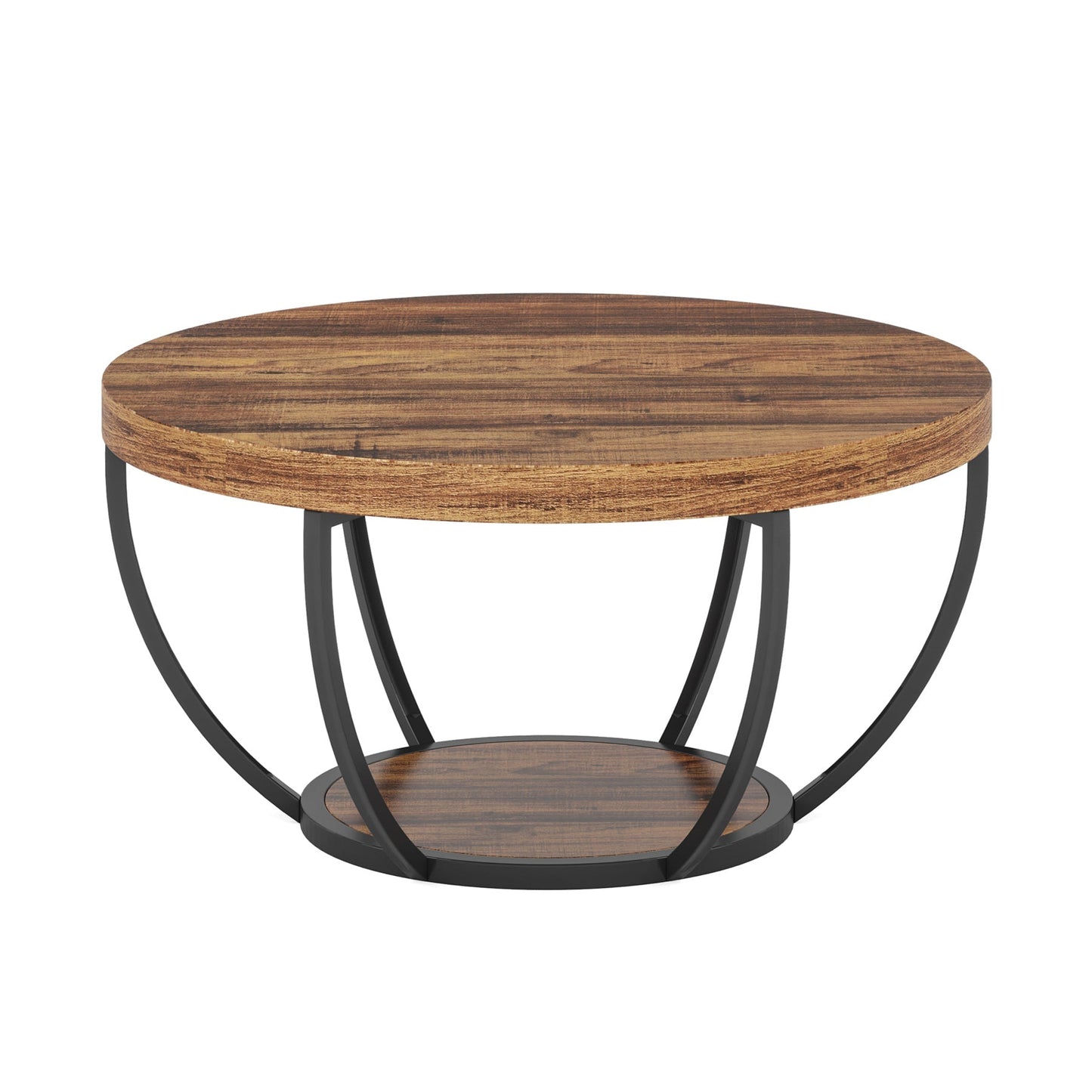 Round Central Cocktail Table with Shelves