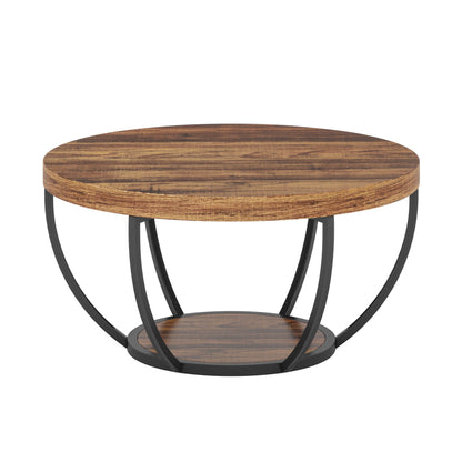 Round Central Cocktail Table with Shelves