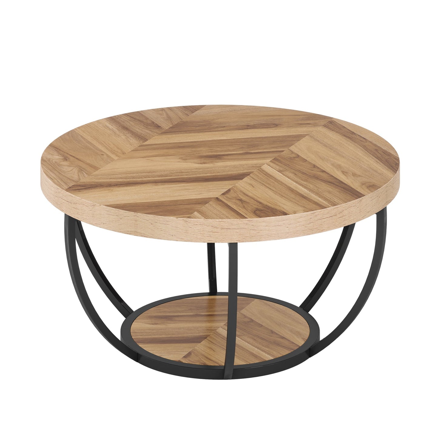 Round Central Cocktail Table with Shelves