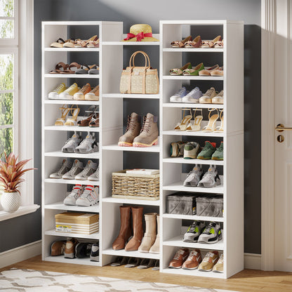 Wooden Shoe Rack, Freestanding Shoe Organizer with 23 Storage Shelves