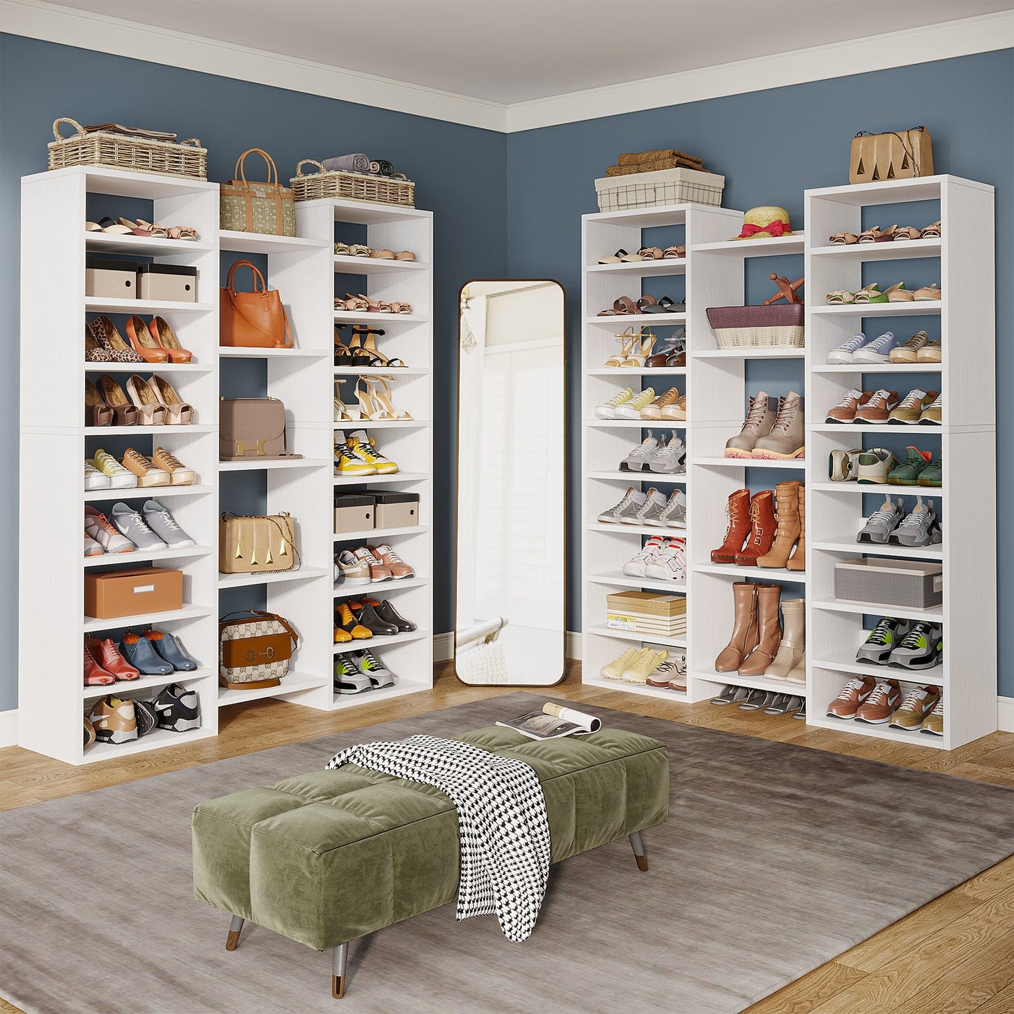 Wooden Shoe Rack, Freestanding Shoe Organizer with 23 Storage Shelves